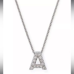 Roberto Coin! 18K White Gold "Love Letter" Initial Pendant with Diamonds, 16"